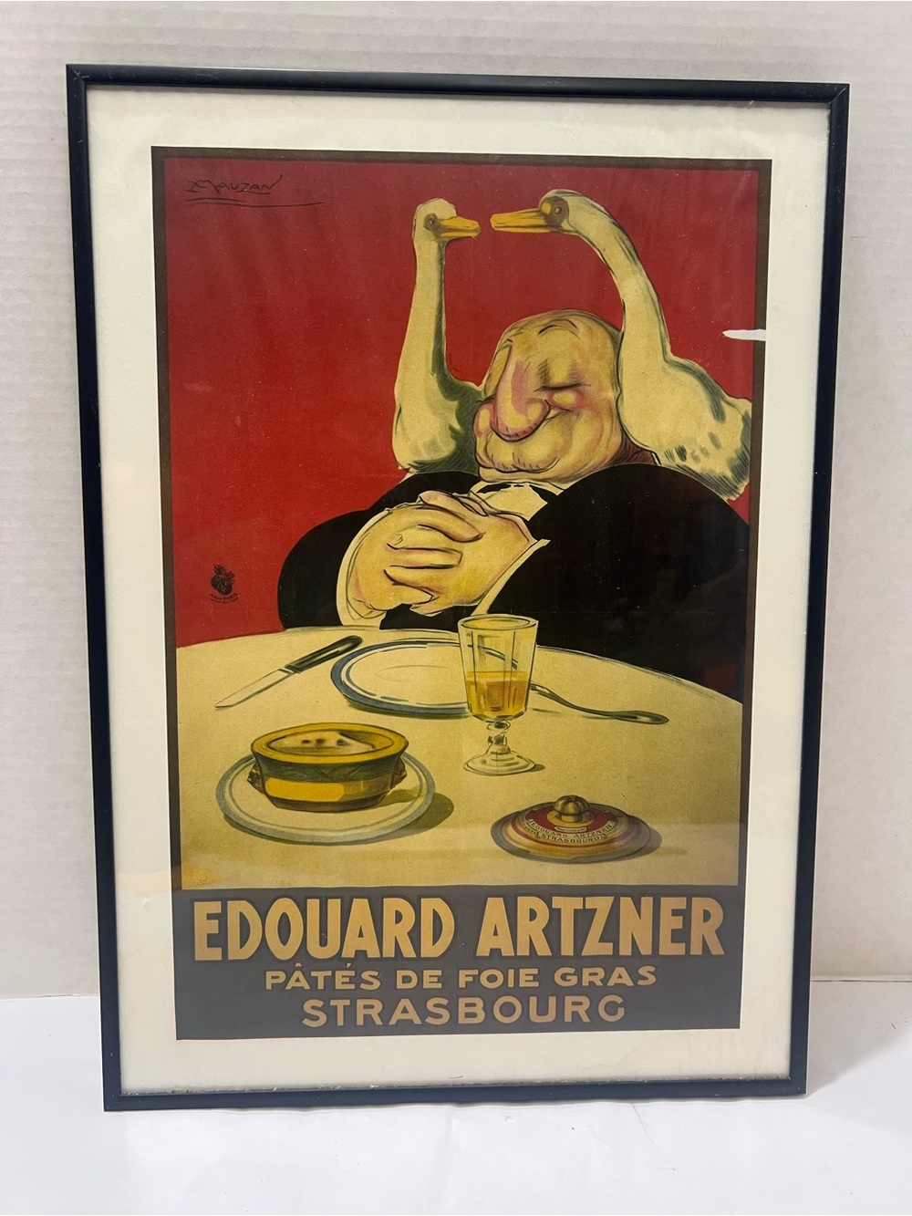Art Framed Edouard Artzner Calendar Page "Pates De Foie Gras" "Strasbourg" Nice